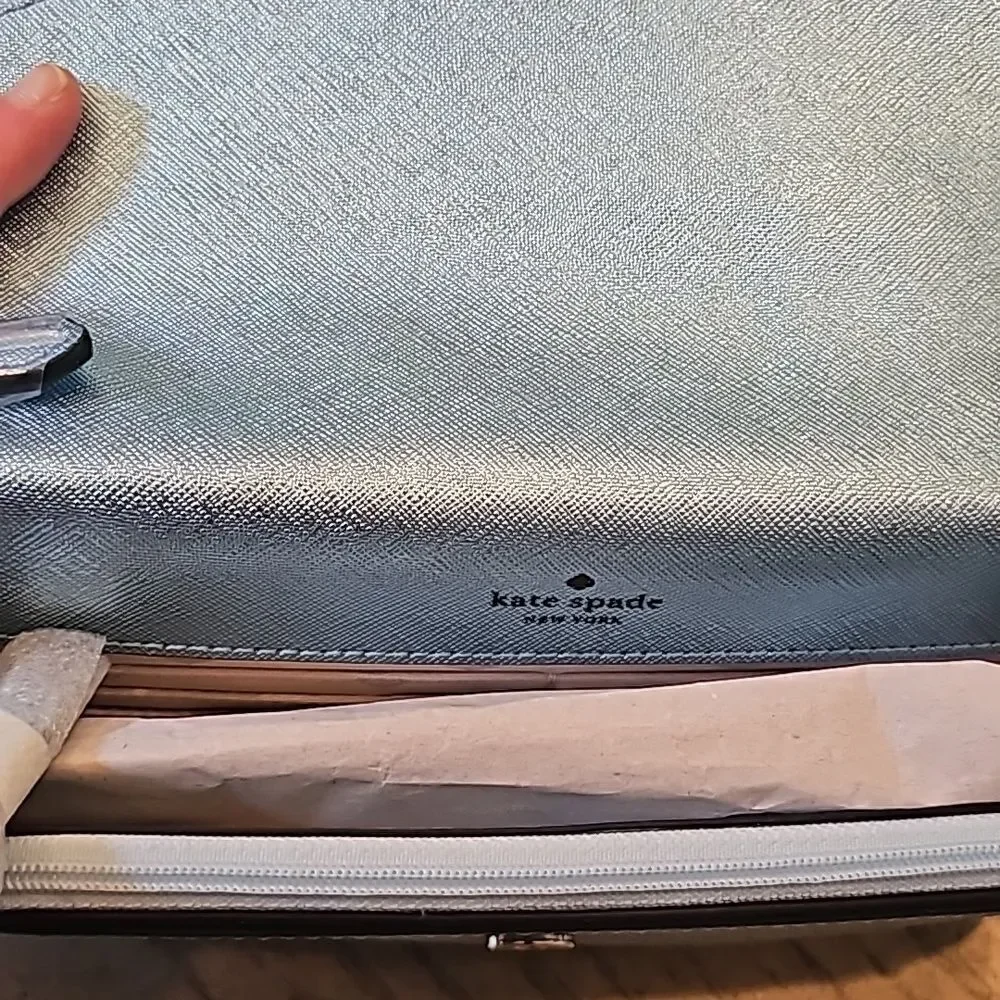 Kate Spade tinsel flap crossbody sparkly blue bag NWT